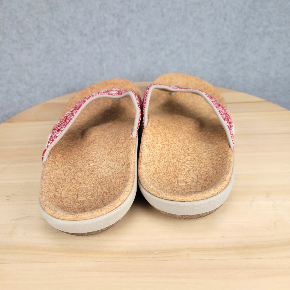 Spenco Yumi Flip Flop Sandals Womens 7 Red White Floral Orthotic Comfort Thong - Picture 5 of 9
